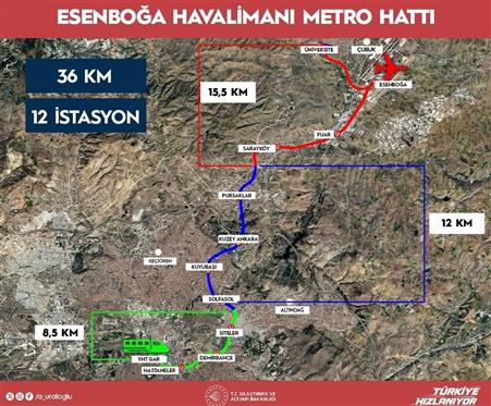 YHT Gar-Esenboğa Havalimanı arası 36 kilometrelik raylı sistemle bağlanacak