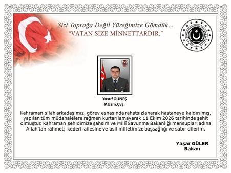 Görev esnasında rahatsızlanan asker şehit oldu