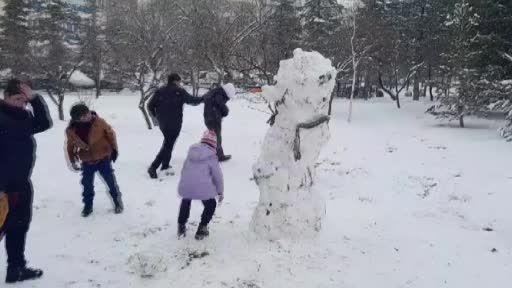 Çocukların kartopu sevinci