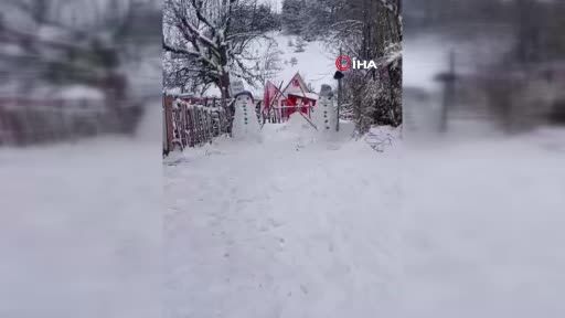 Tek başına yaşadığı köyde kardan ordu kurdu