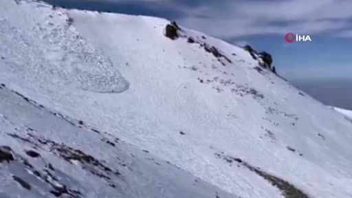 Erciyes’te çığ düşme anı kamerada