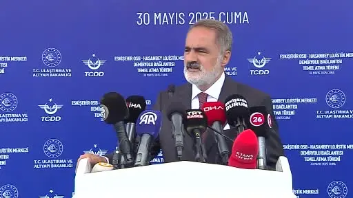 Bakan Uraloğlu, Eskişehir’de Hasanbey Lojistik Merkezi Demiryolu Bağlantısı Temel Atma Töreni’ne katıldı