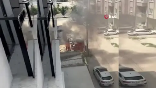 İnşaatın bekçi kulübesi alev alev yandı