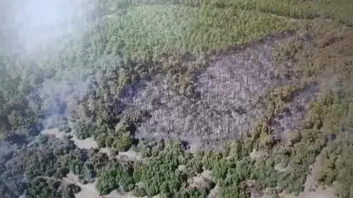 Seyitgazi’de yangının oluşturduğu tahribat havadan görüntülendi