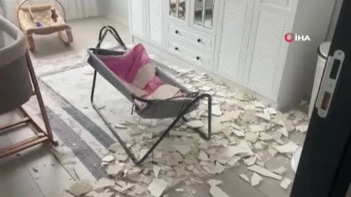 Ankara’da bebek, çöken tavan sıvasından saniyelerle kurtuldu