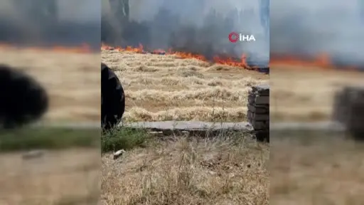 Beyşehir’de korkutan anız yangını, evlere sıçramadan söndürüldü