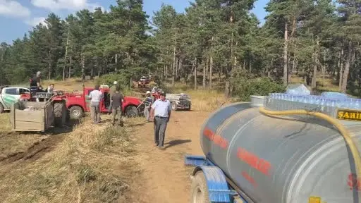 Orman yangınına karşı köylüler seferber oldu