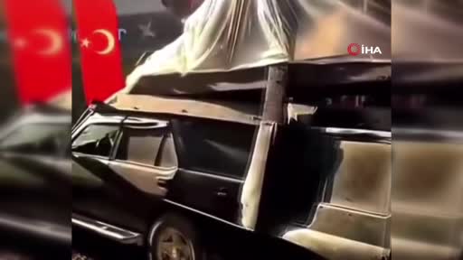 Aracını adeta tanka çevirdi, polis trafikten men edip ehliyete el koydu