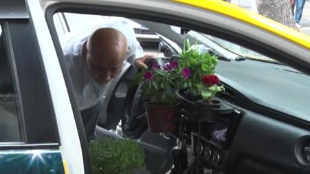 Bu taksi adeta çiçek bahçesi