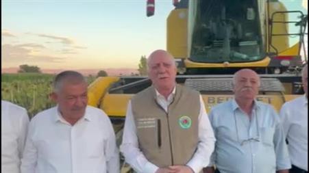 TZOB Genel Başkanı Şemsi Bayraktar, Akin’de ay çekirdeği hasadına katıldı