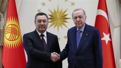 Cumhurbaşkanı Erdoğan, Kırgızistan Cumhurbaşkanı Caparov ile bir araya geldi
