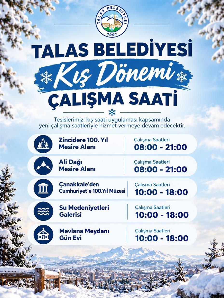 Talas’ta tesislerin mesai saati değişti