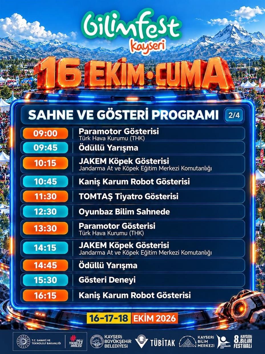 Bilim ve teknoloji şöleni başlıyor: 8. BİLİMFEST Kayseri kapılarını açıyor