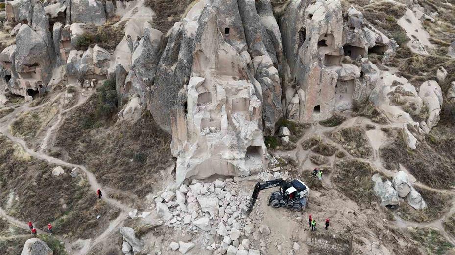 Kapadokya’da düşen kaya parçasının önceki görüntüsü