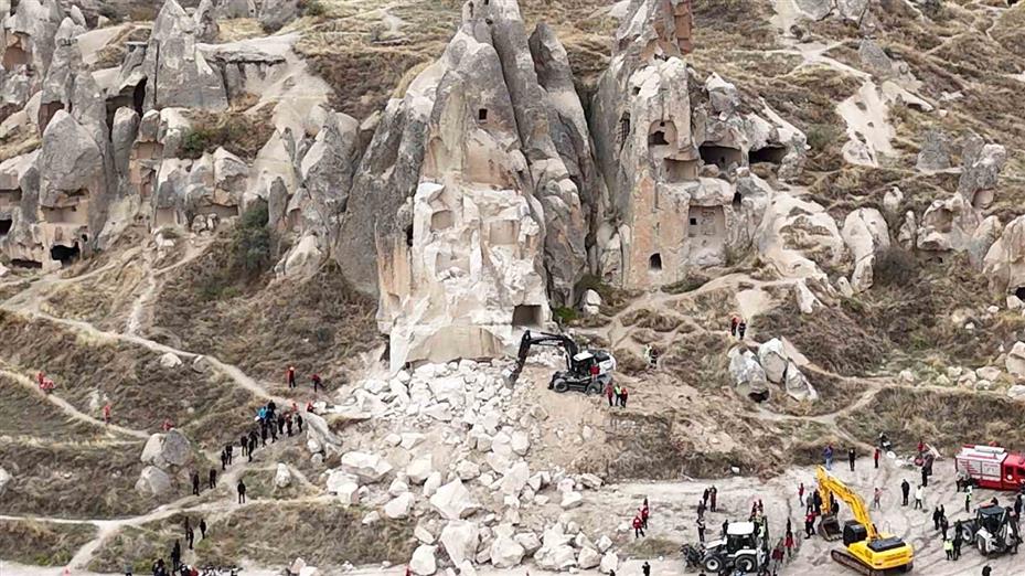 Kapadokya’da düşen kaya parçasının önceki görüntüsü