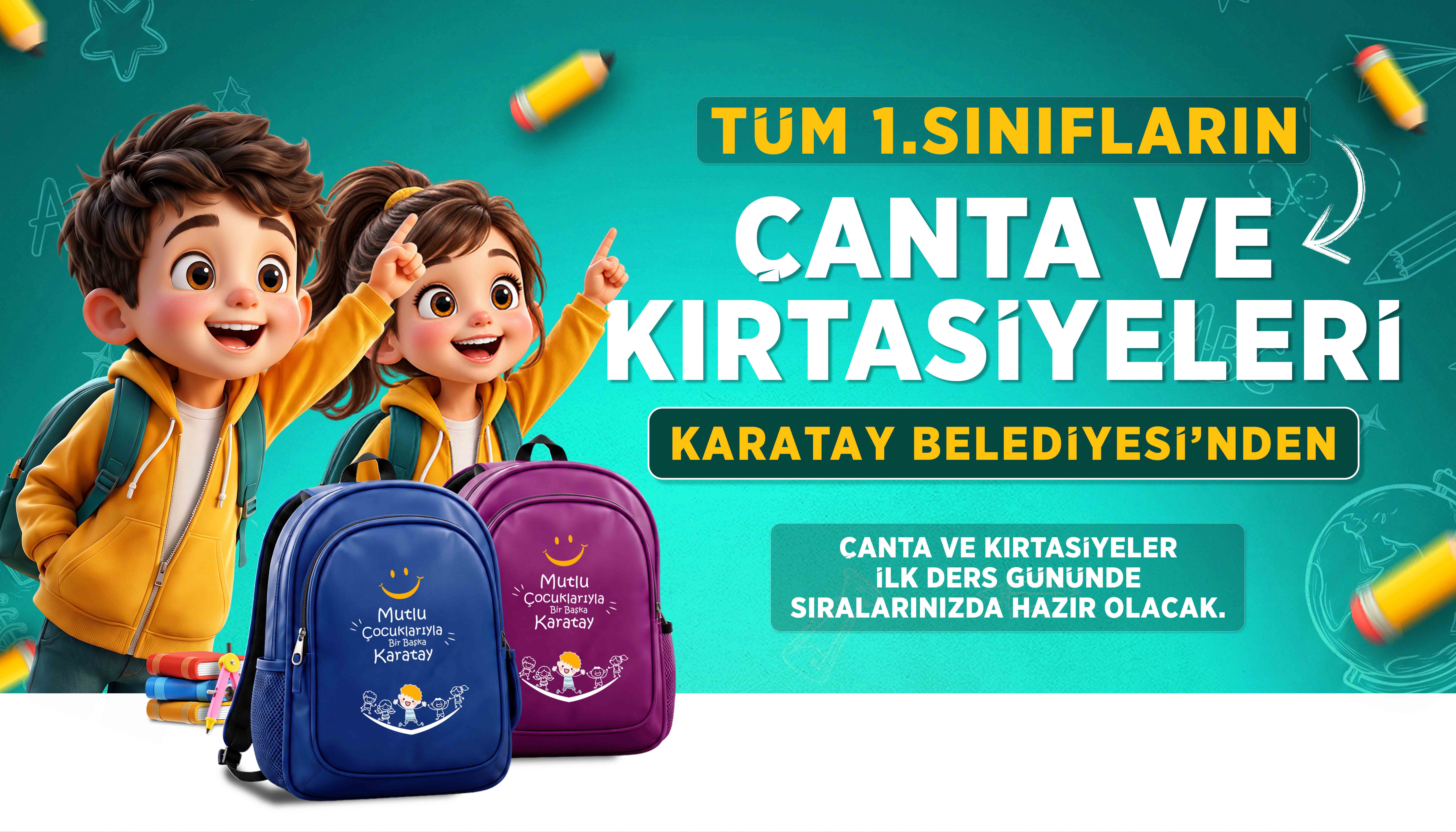 Karatay'da 9 Bin Öğrenciye Çanta ve Kırtasiye Seti Hediyesi 