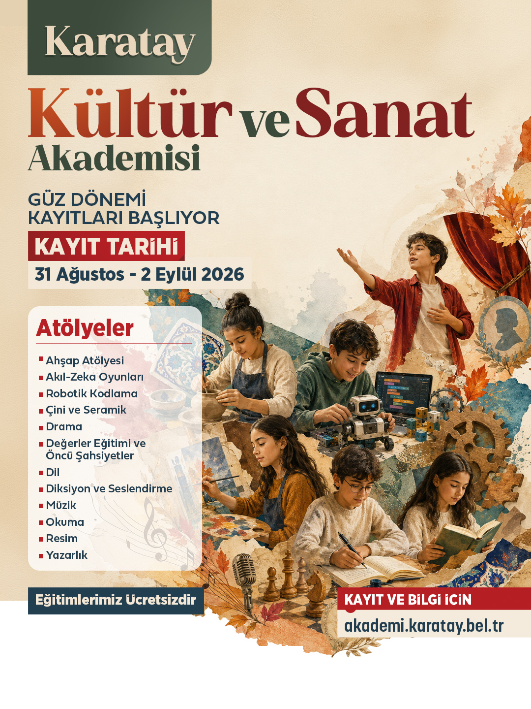 Karatay Kültür ve Sanat Akademisi'nde Güz Dönemi Kayıtları Başladı 
