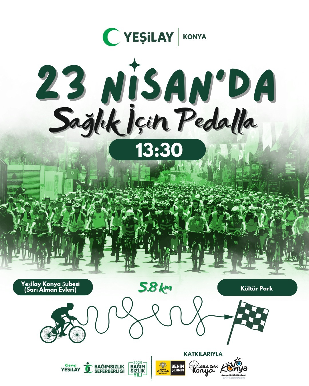 Yeşilay Konya’dan 23 Nisan’da “Sağlık İçin Pedalla” Etkinliği