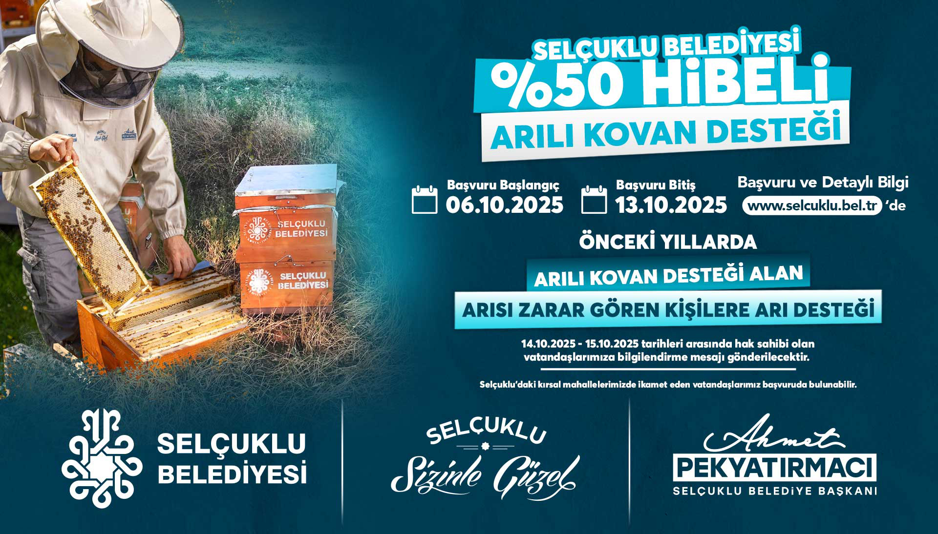 Selçuklu’dan Üreticiye Güçlü Destek %50 Hibeli Arılı Kovan Desteğinde Son Başvuru Tarihi 13 Ekim 