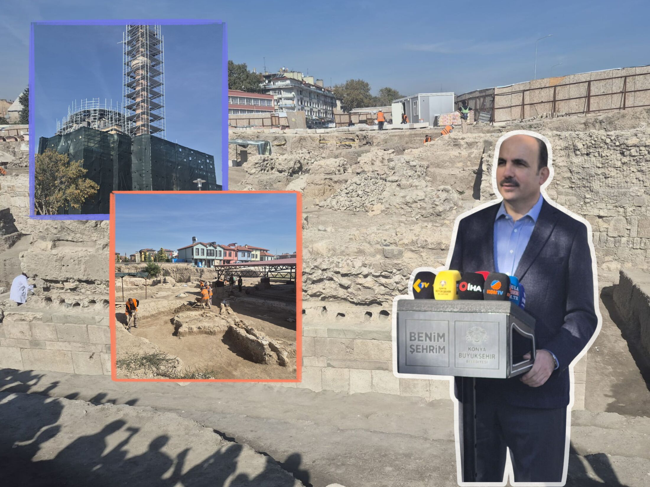 Konya’da Tarihi Dönüşüm: Mevlana Caddesi Yenileniyor, Larende Surları Gün Yüzüne Çıkıyor