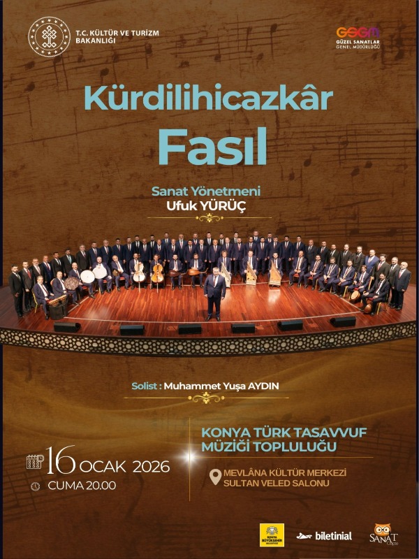 Konya Türk Tasavvuf Müziği Topluluğu’ndan Kürdilihicazkâr Faslı Konseri