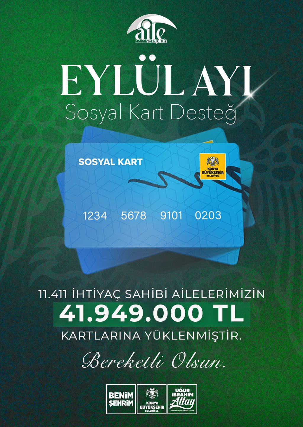 Konya Büyükşehir Belediyesi’nden Eylül Ayında 41,9 Milyon TL’lik Sosyal Destek