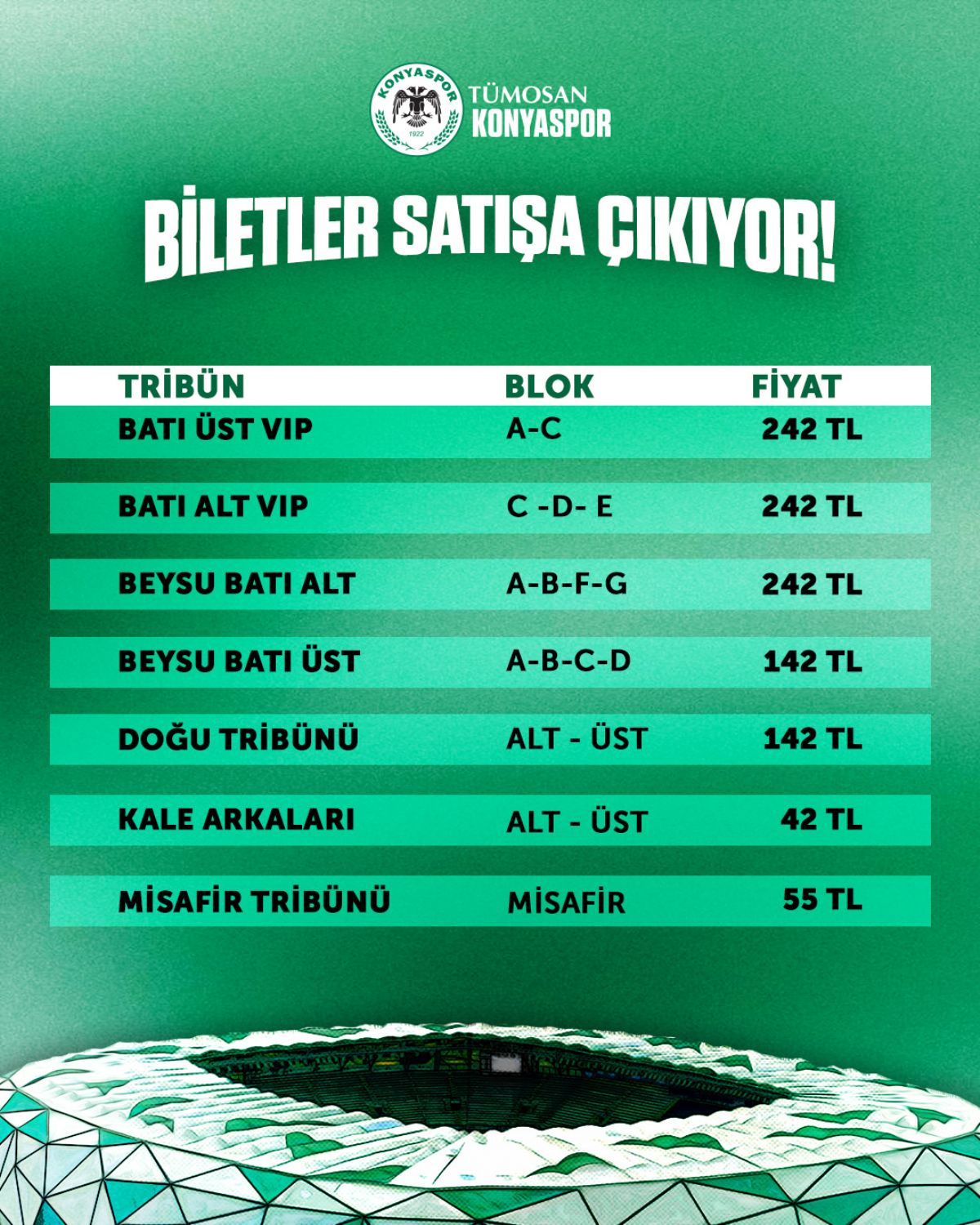  Konyaspor - Samsunspor maçı biletleri satışa çıkıyor