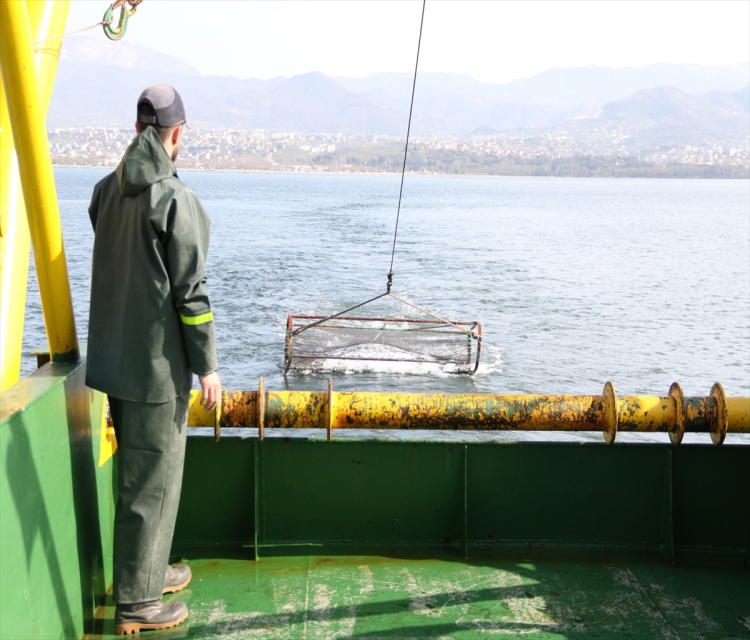 Izmit Körfezi'nin biyoçesitliligi kayit altina aliniyor Sengül Azbay- Körfezde dip çamuru temizligi öncesinde gerçeklestirilen çalismada, "Yunus-S" isimli arastirma gemisiyle örnekler toplandi